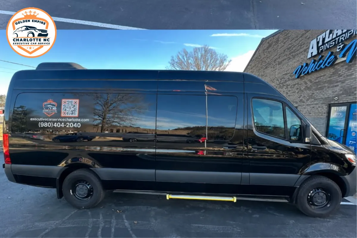 Black luxury Sprinter van rental service in Charlotte, NC